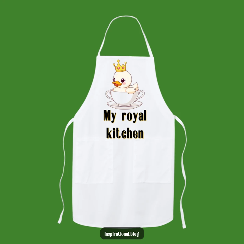 Funny Crown Duck Teacup Apron: Cook with Royal Flair Gift