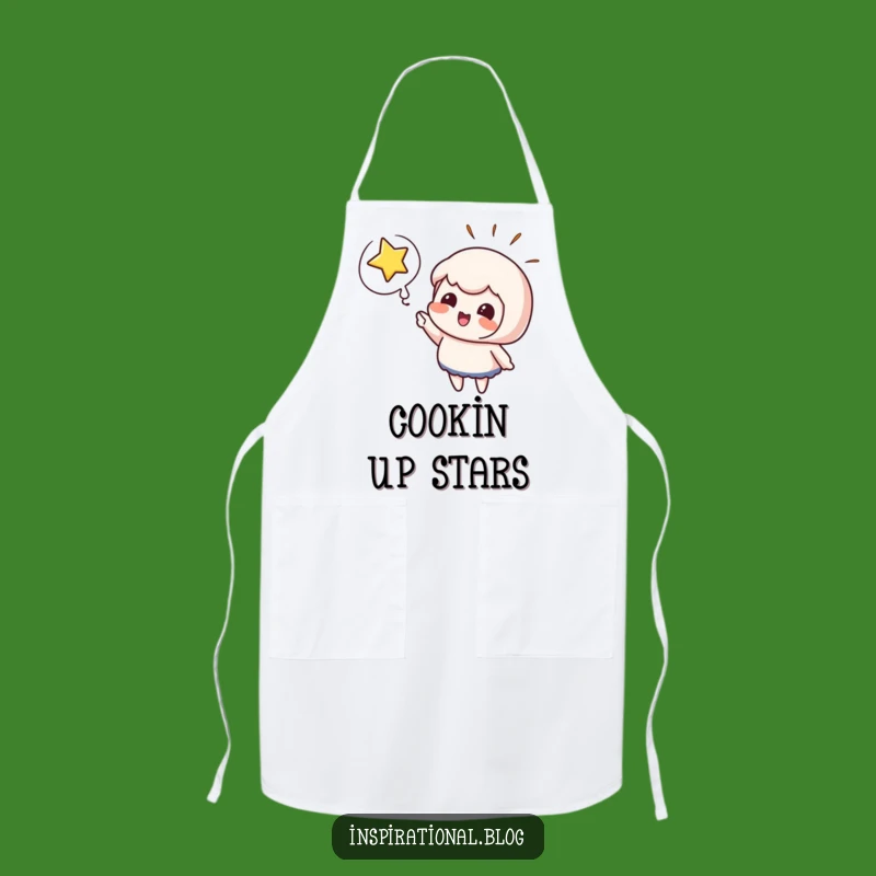 Funny Excitement Apron - Cute Character Points at Bursting Star Kitchenware