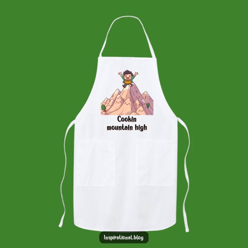 Funny Mountain Leap Apron - Joyful Character Leaping Over Mountains Kitchenware