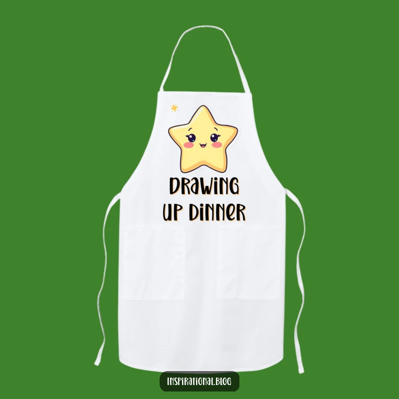 Funny Pen Drawing Star Apron - Cheerful Artist Kitchen Gift