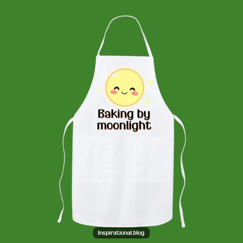 Funny Smiling Moon Apron: Cook Up Smiles with Celestial Kitchen Fun