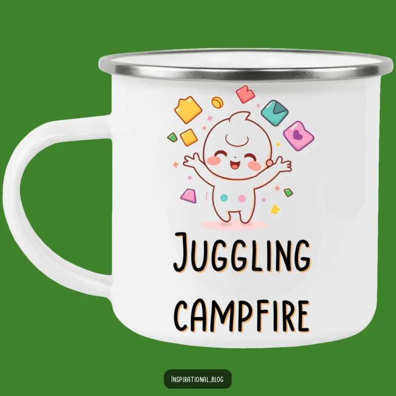Funny Kawaii Juggling Camping Mug - Colorful Shapes Adventure Cup, Great Funny Gift