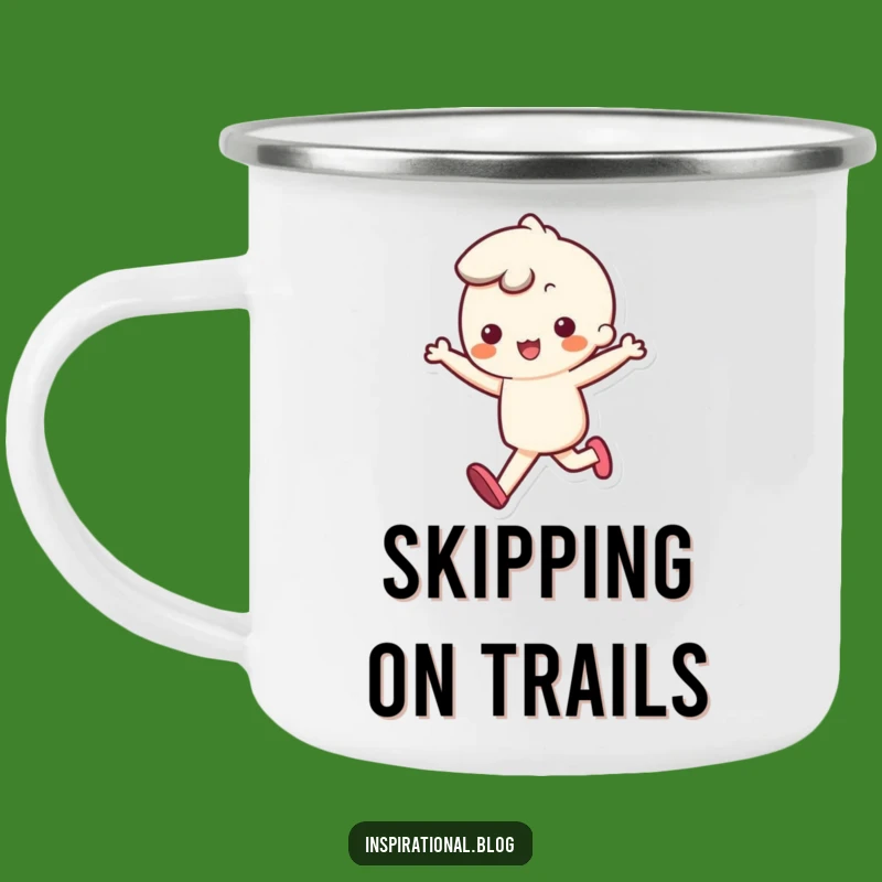 Funny Kawaii Skipping Camping Mug - Bouncy Step Adventure Cup, Great Funny Gift