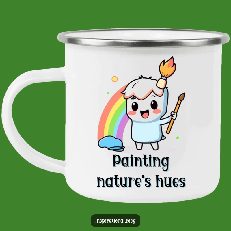 Funny Paintbrush Rainbow Enamel Camping Mug - Artistic Outdoor Fun
