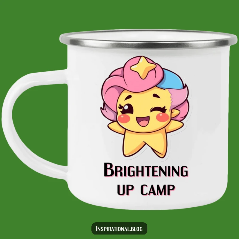 Funny Star Winking Camping Mug: Adventure Fuelled by Celestial Pride and Humor.