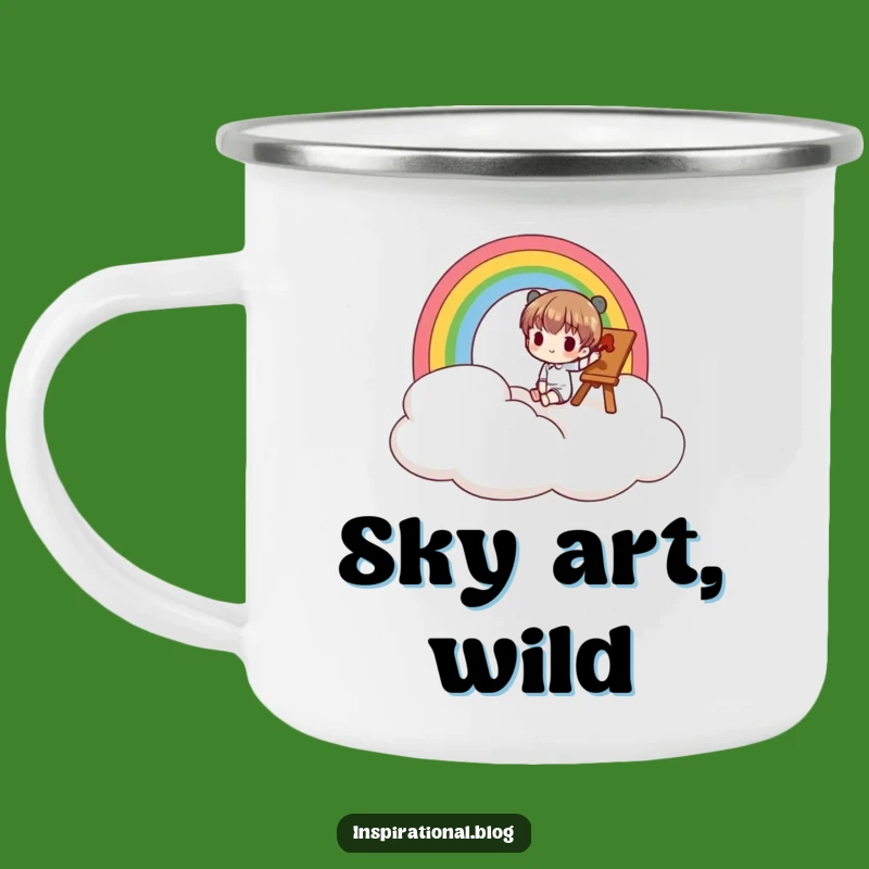 Funny Rainbow Cloud Camping Mug: Artistic Outdoor Sips