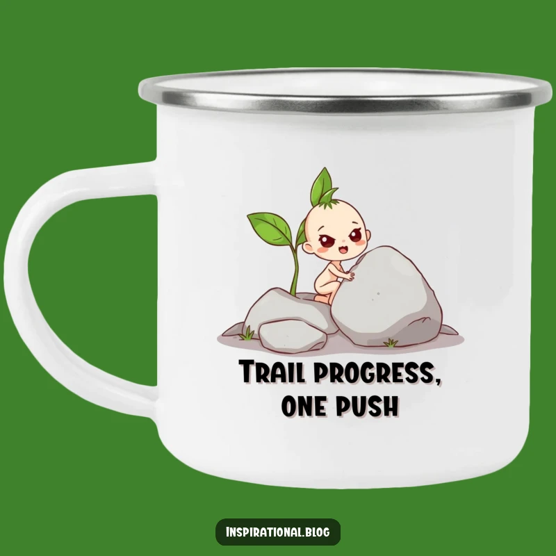 Funny Sprout Pushing Rock Camping Mug - Adventure Humor & Grit