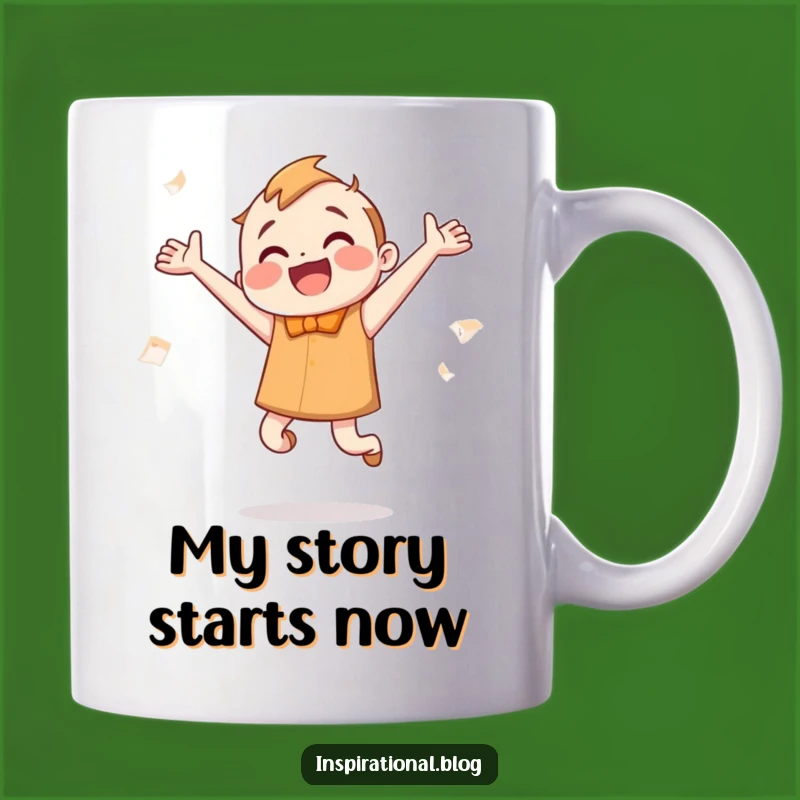 Funny Bookworm Jumping Mug: Enthusiastic Character's Page-Fluttering Joy, Perfect Reading Gift!