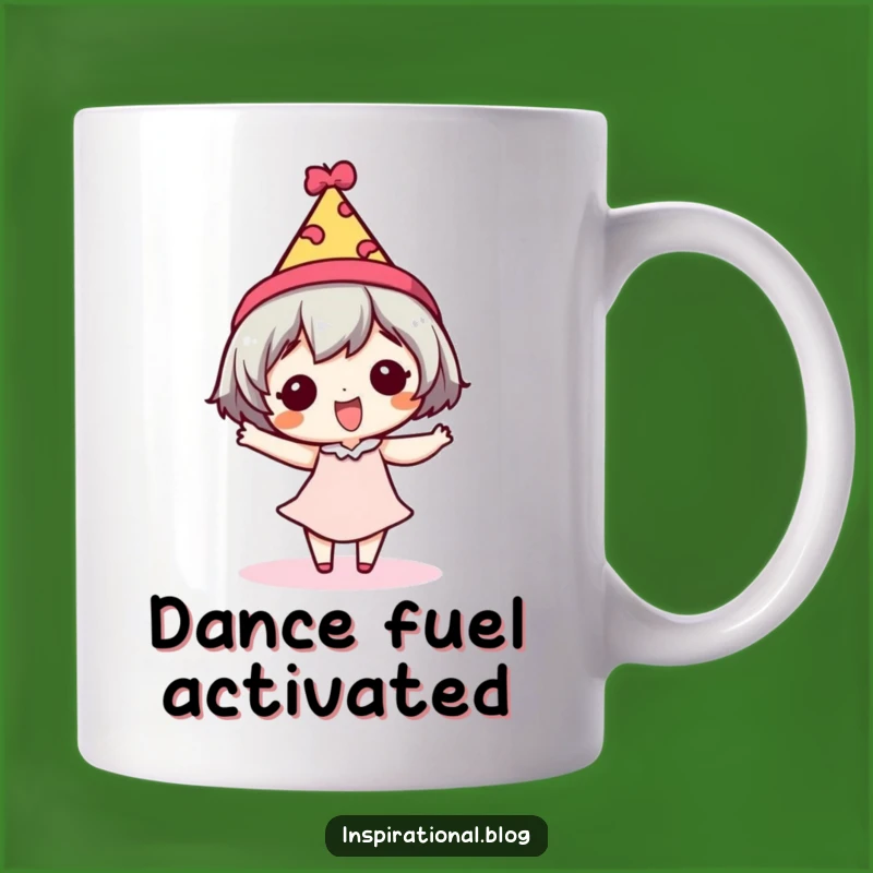 Funny Dancing Character Mug: Festive Hat Merriment and Silly Joyful Gift