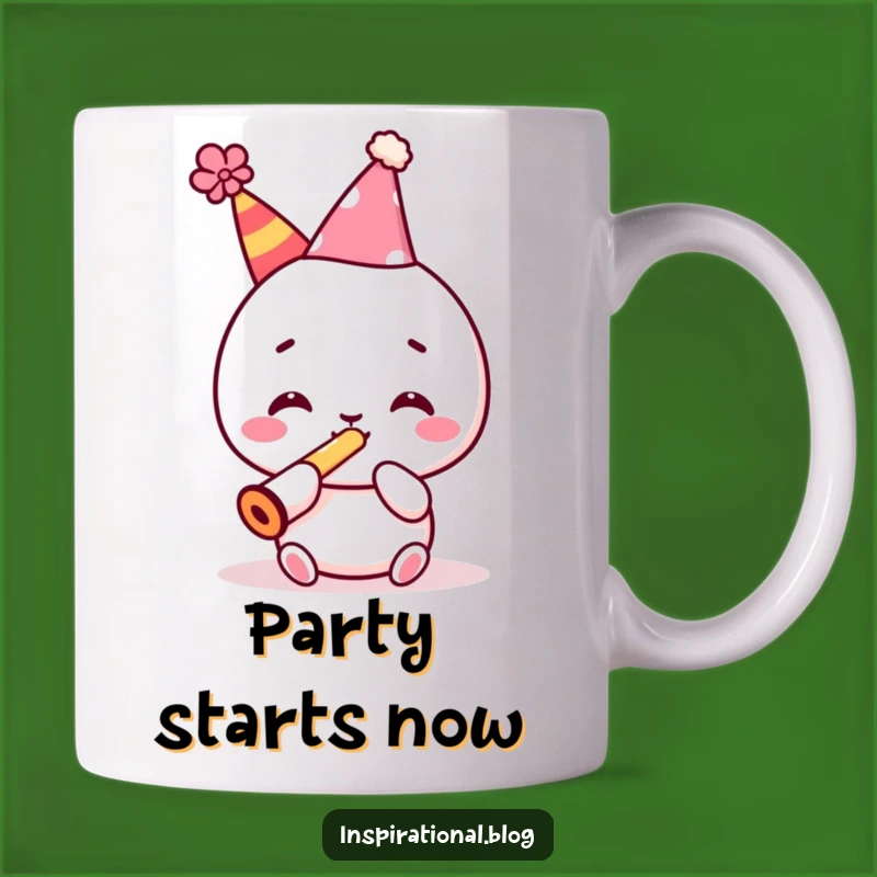 Funny Kawaii Party Kazoo Mug - Festive Hat Celebration, Perfect Gag Gift