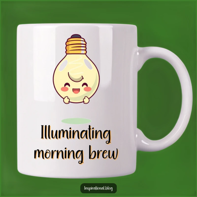 Funny Lightbulb Idea Mug - Character Peeking From Smiling Lightbulb Gift