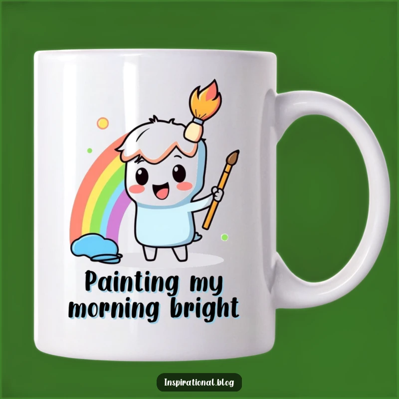 Funny Paintbrush Rainbow Mug - Artistic & Cheerful Gift for Creators
