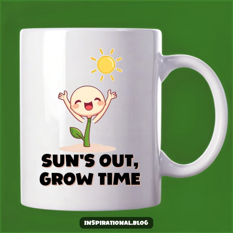 Funny Sprout Sun Reach Mug: Grow Your Day - Cheerful & Sunny Gift