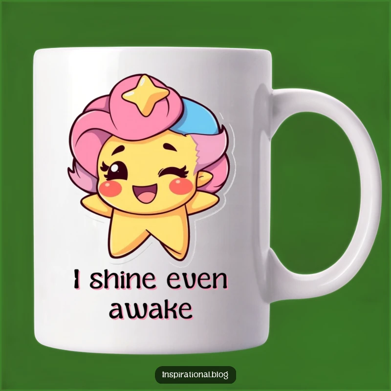 Funny Star Winking Mug: A Celestial Character's Proud and Playful Funny Gift.