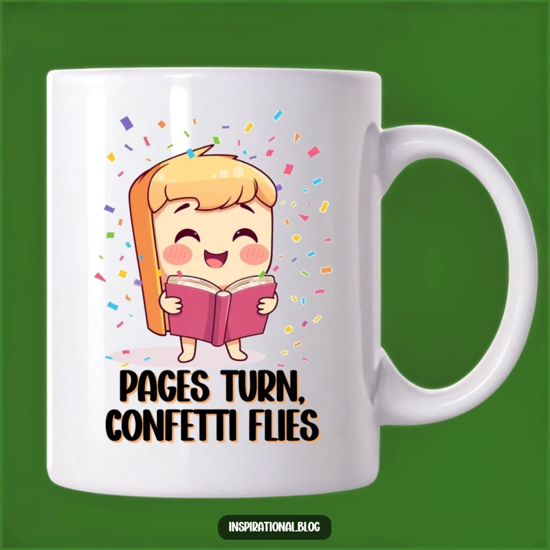 Funny Smiling Book Character Mug: A Splash of Confetti Joyful Gift