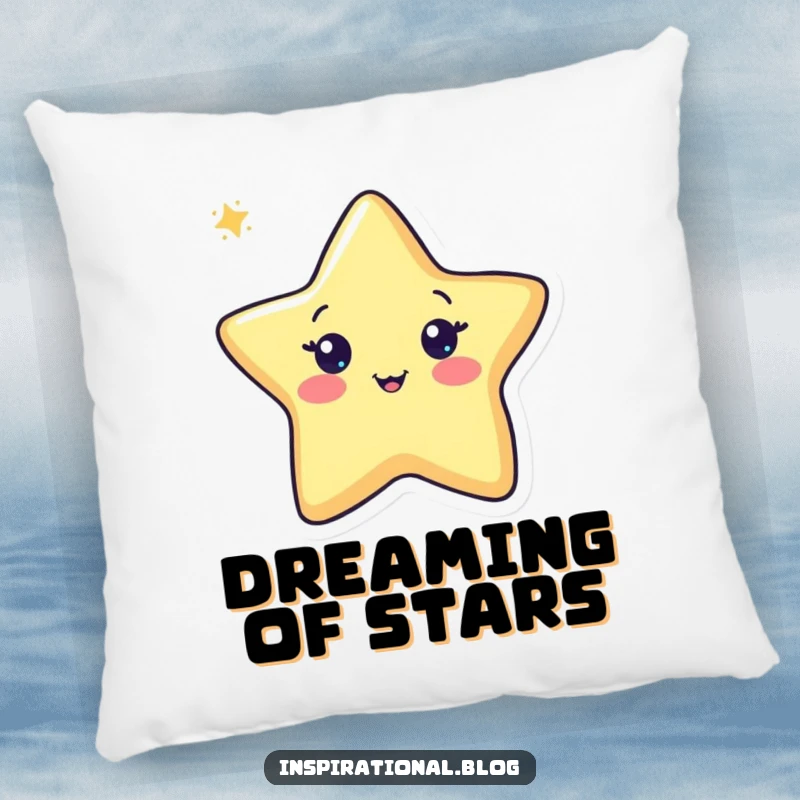 Funny pen pillow with a cheerful pen character drawing a star, providing soft comfort and a touch of cute, humorous artistic flair.