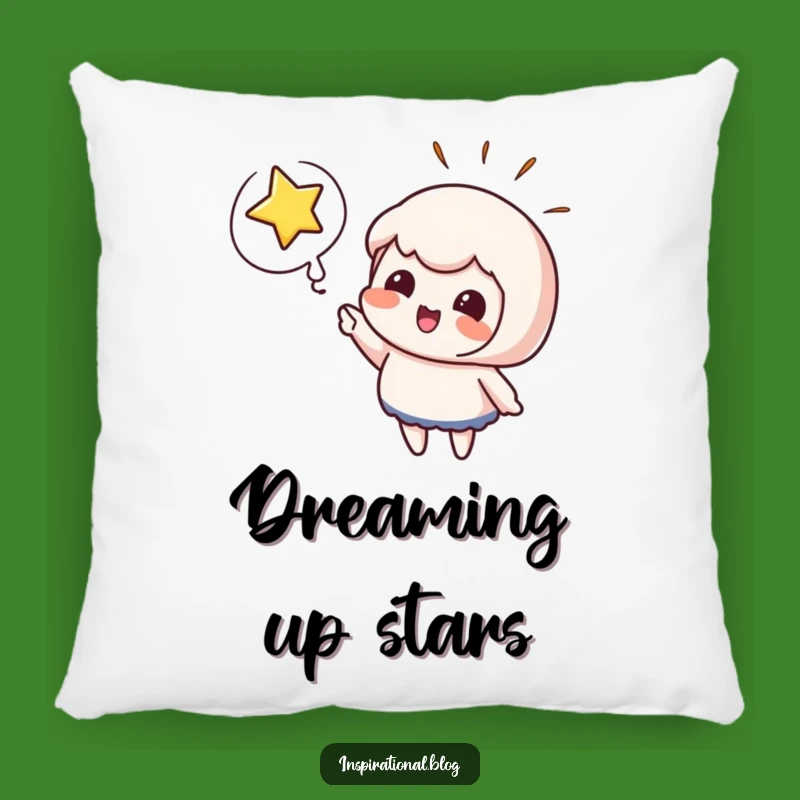 Funny Excitement Pillow - Cute Character Points at Bursting Star Cushion