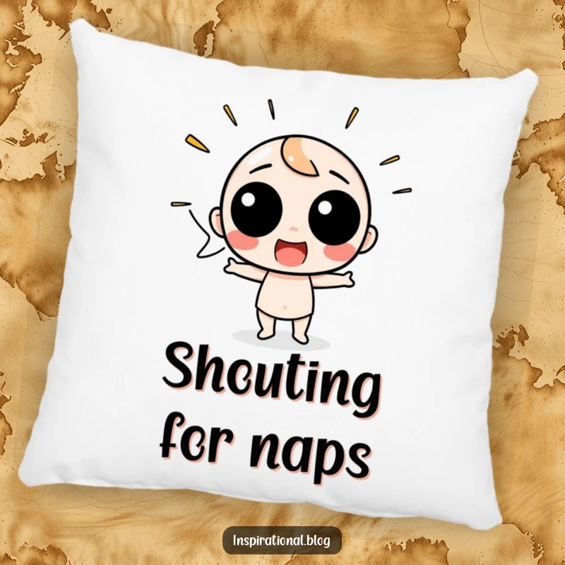Funny Pillow with a speech bubble character shouting with excitement, providing comfort and a humorous, expressive touch.