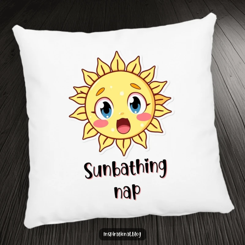 Funny pillow featuring a surprised sun character with wide eyes, offering plush comfort and a comical expression of shock.