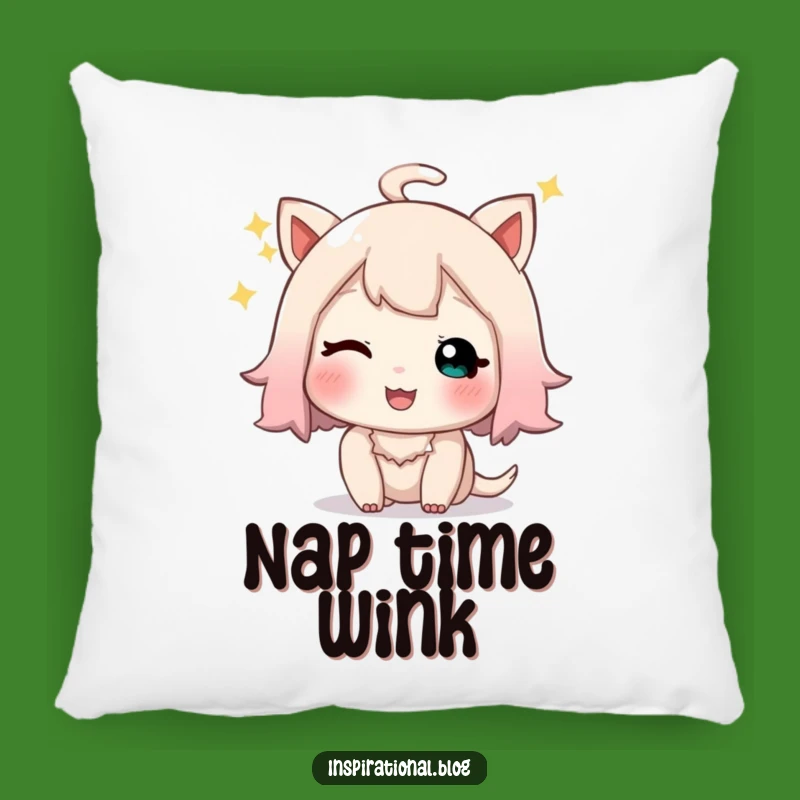 Funny Winking Character Pillow: Cozy Sparkle and Happy Sigh Comfort Gift