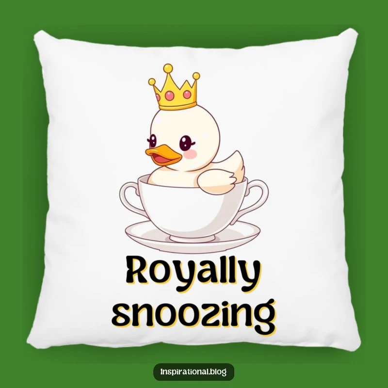 Funny Crown Duck Teacup Pillow: Cozy Royalty & Whimsical Comfort