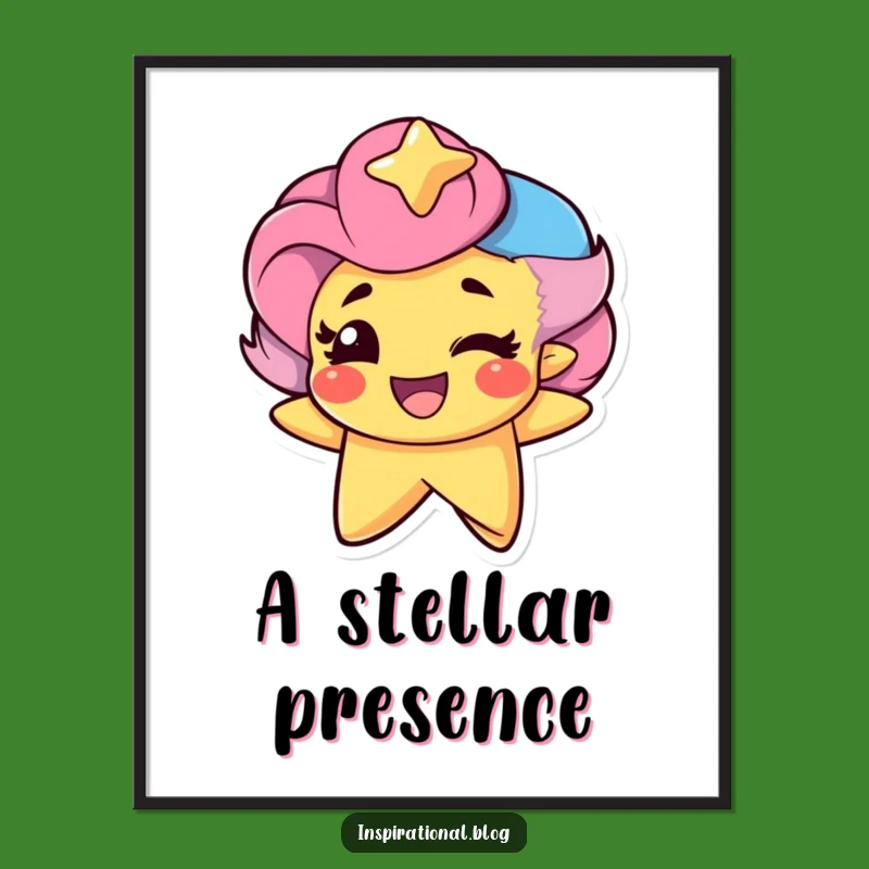 Funny Star Winking Digital Art: Proud Humor for Your Walls, Instant Gift!