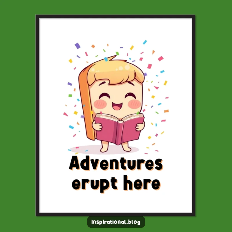 Funny Book Character Digital Print: Instant Confetti Joy for Walls