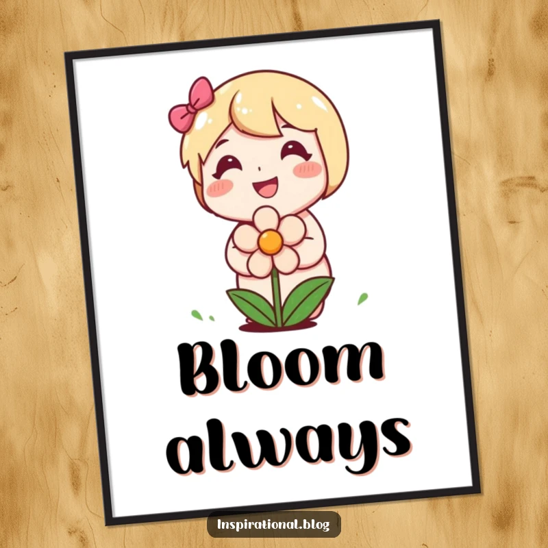 Funny digital art print of a happy character planting a smiling flower, bringing instant cheer and nature vibes.