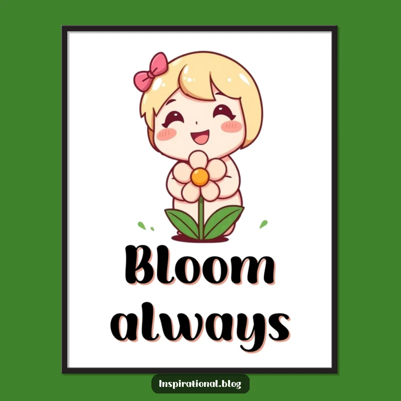 Funny Planting Character Digital Art: Instant Smiling Flower Cheer