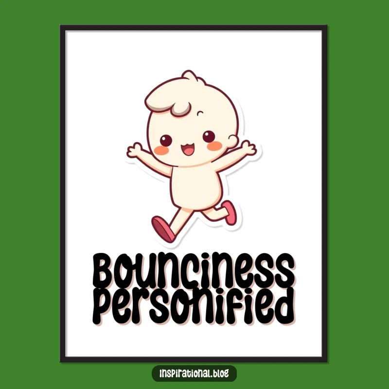 Funny Kawaii Skipping Digital Art - Bouncy Step Print, Ideal Funny Gift