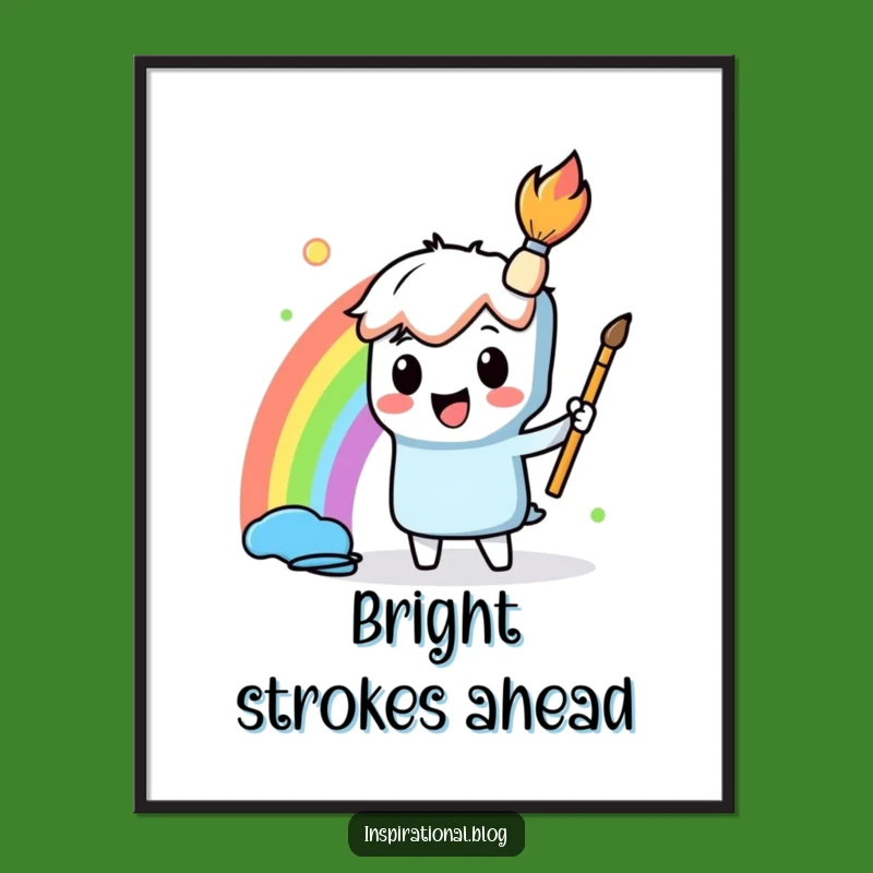 Funny Paintbrush Rainbow Digital Art Print - Instant Artistic Decor