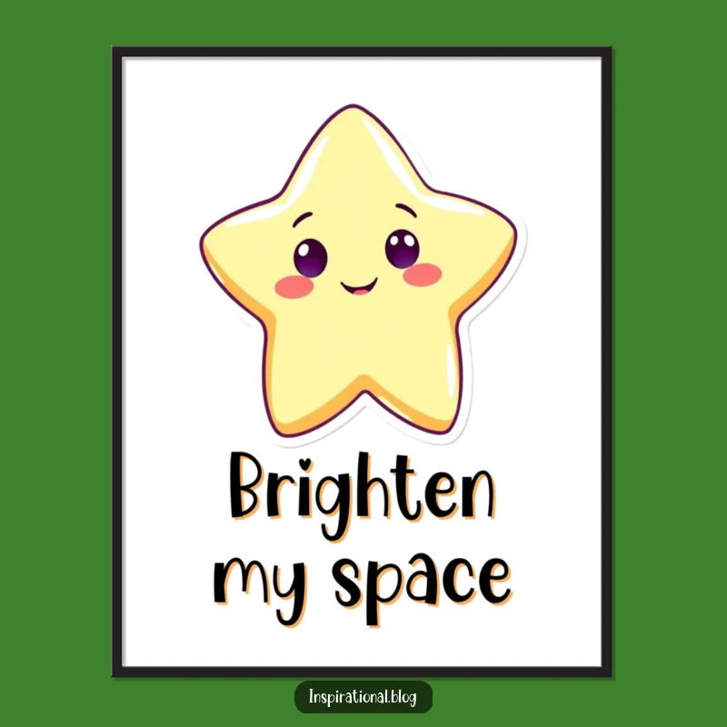Funny Cute Star Digital Art: Bright Shining Character Download, Unique Funny Gift