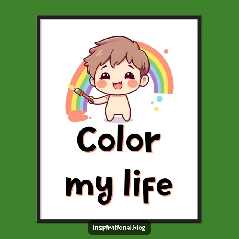Funny Rainbow Painter Digital Art: Instant Colorful Decor