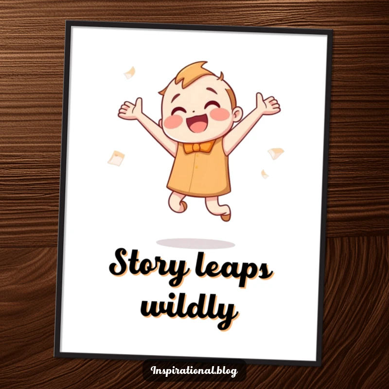 Funny Digital Art: A happy, smiling book character jumps enthusiastically, pages fluttering, embodying literary joy.