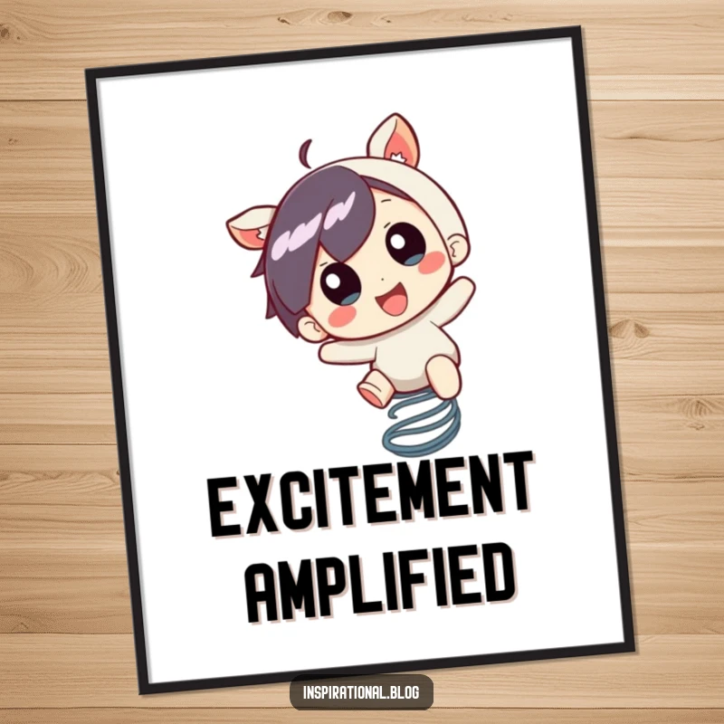 Funny Digital Art: A little character bounces on a spring with a look of pure, unadulterated excitement.