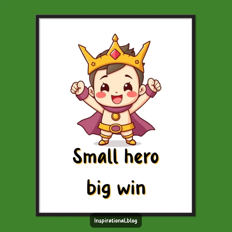Funny Hero Digital Art: Tiny Triumph Wall Art for Inspiration