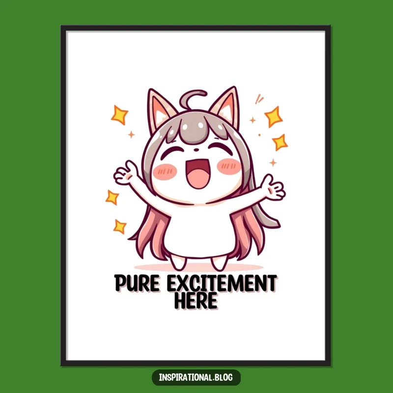 Funny Kawaii Cheering Digital Art - Starburst Print, Ideal Funny Gift