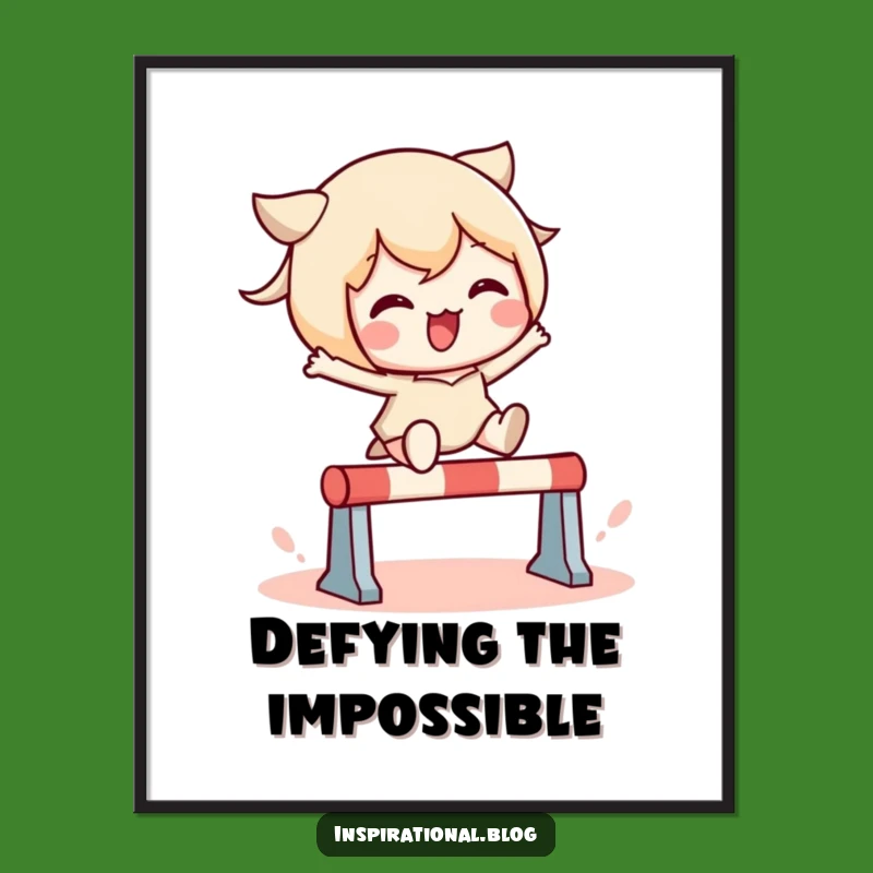 Funny Kawaii Leaping Character Digital Art: Bring Energetic Humor to Your Walls