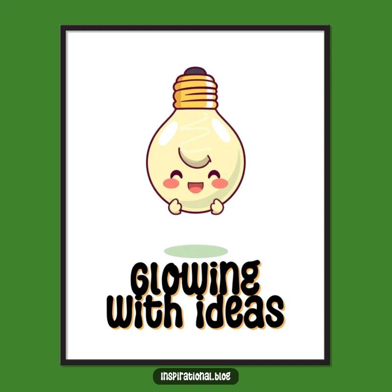 Funny Lightbulb Idea Digital Art - Character Peeking From Smiling Lightbulb Print