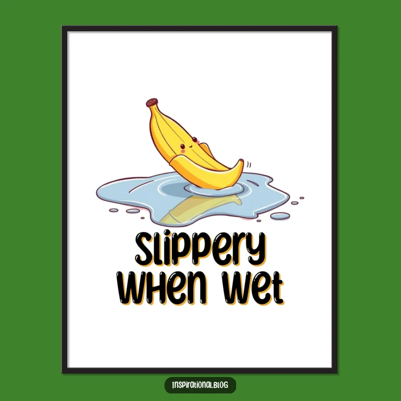 Funny Slipping Banana Peel Digital Art: Instant Slapstick Decor Gift