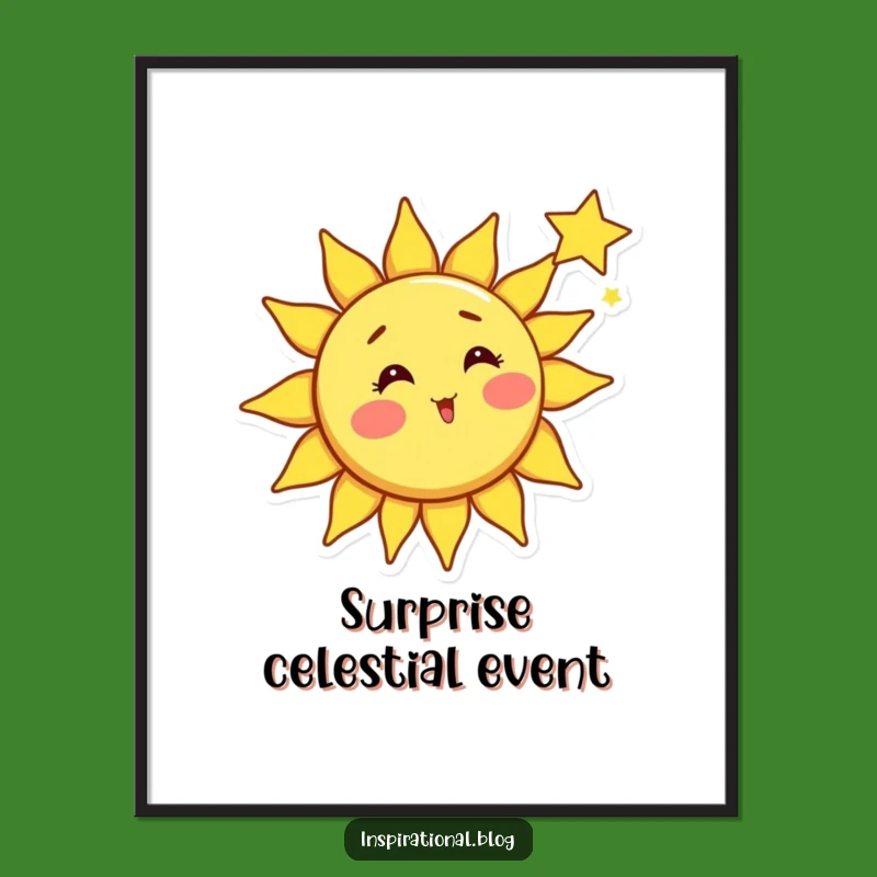 Funny Sun Shooting Star Digital Art - Instant Celestial Decor for Wonder-Filled Homes