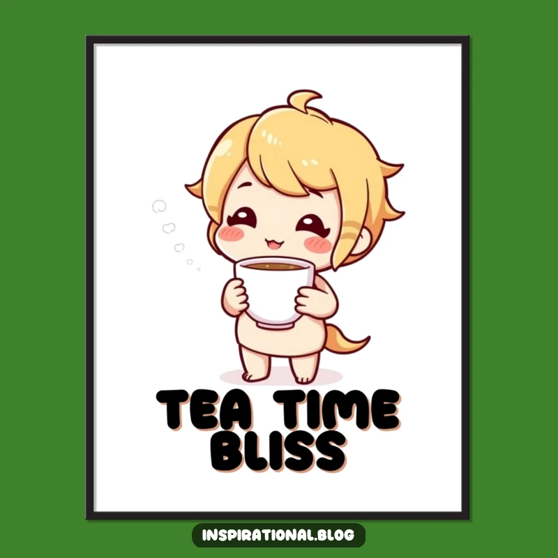 Funny Tea Time Digital Art: Instant Cozy Charm for Walls