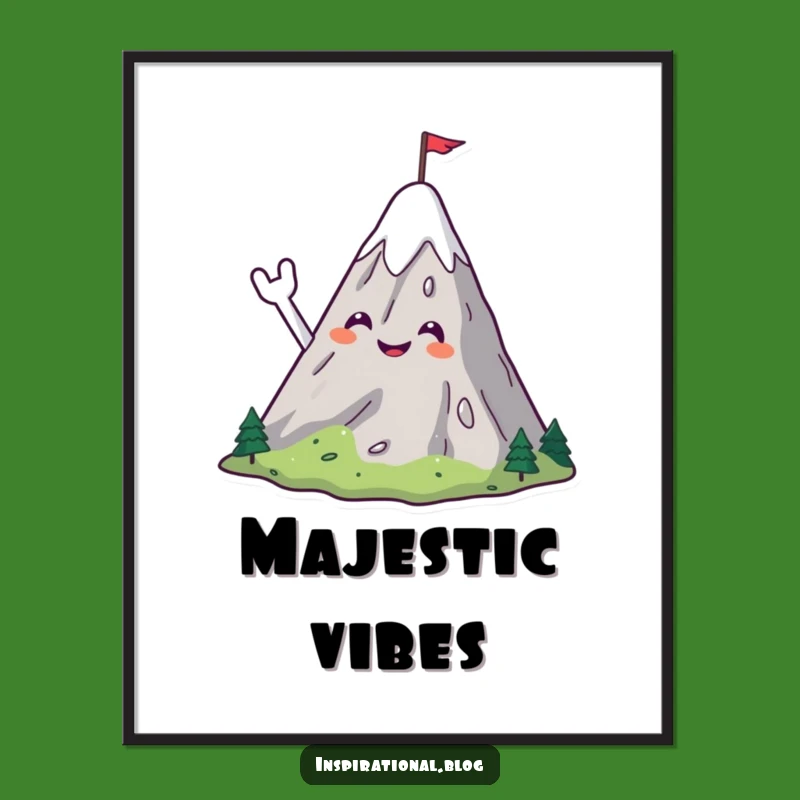 Funny Waving Mountain Digital Art: Adventure Instantly, Perfect Printable Funny Gift!