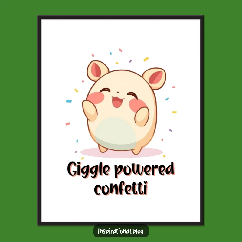Funny Confetti Giggler Digital Art: Instant Joy of a Round Creature's Giggling Celebration