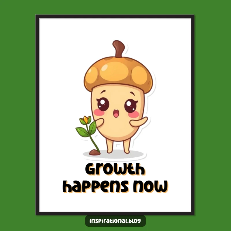 Funny Acorn Sprout Digital Art Print: Grow Your Decor