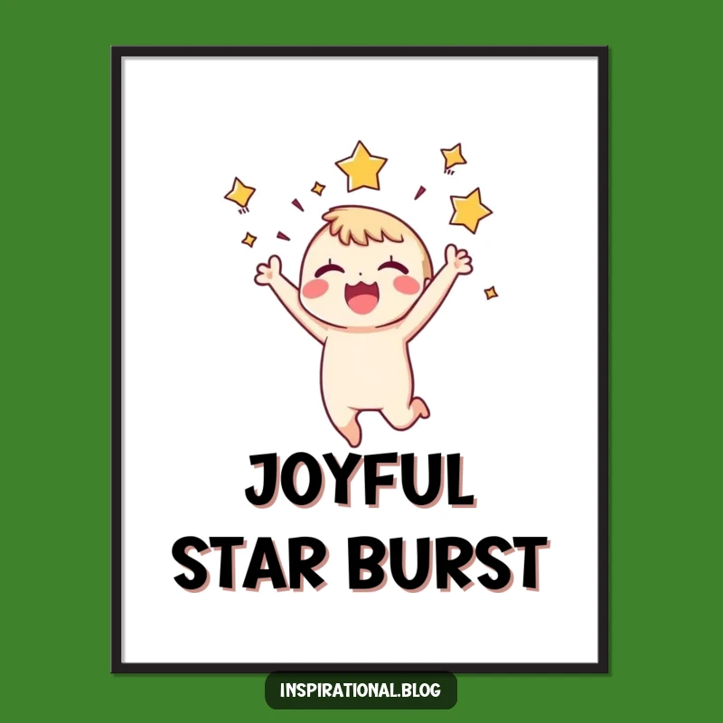 Funny Joyful Character Digital Print: Instant Tiny Leaper Art, Uplifting Decor Download