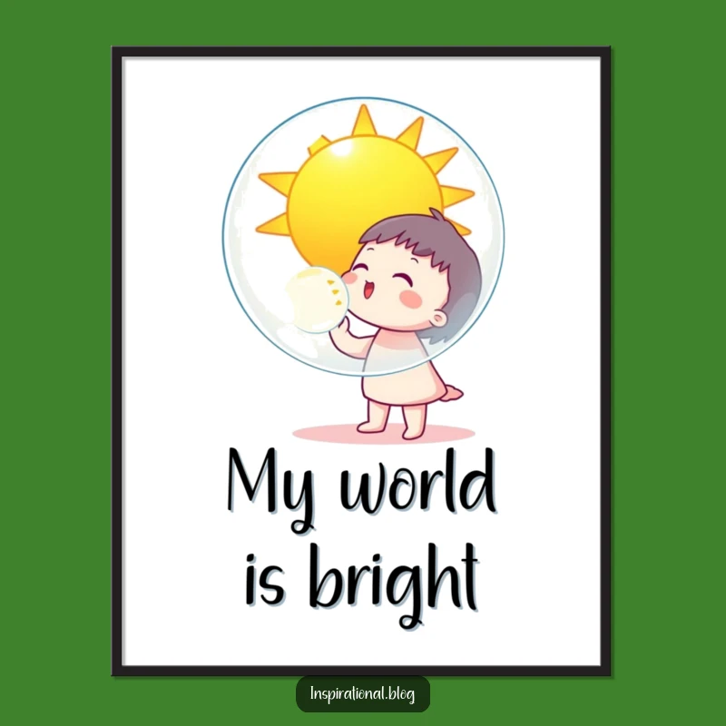 Funny Bubble Blower Digital Art: Instant Sunny Decor