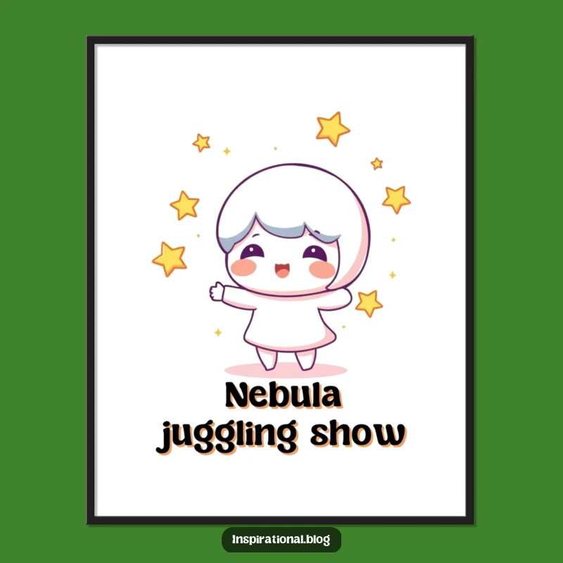 Funny Star Juggling Character Digital Art: Instant Cosmic Decor and Joy