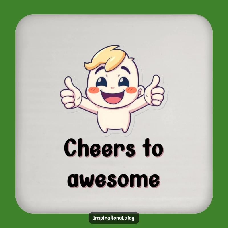 Funny Double Thumbs-Up Coaster Set: Protect Surfaces with a Grinning Character's Approval