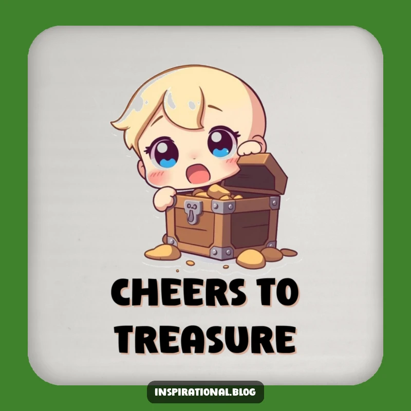 Funny Treasure Discovery Drink Coaster: Protect Surfaces with Humorous Awe